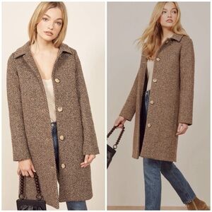 NWT REFORMATION Lasker Coat Brown Mid Lenght SZ XS